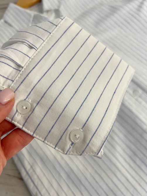 Сорочка жіноча Mix Ray 4465 оверсайз блакитна смуга біла, білий, S Київ - фото 6