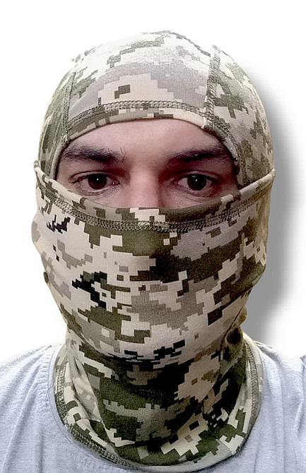 Балаклава чоловіча тактична підшоломник піксель трикотаж літня Tactical Balaclava Одеса - фото 8