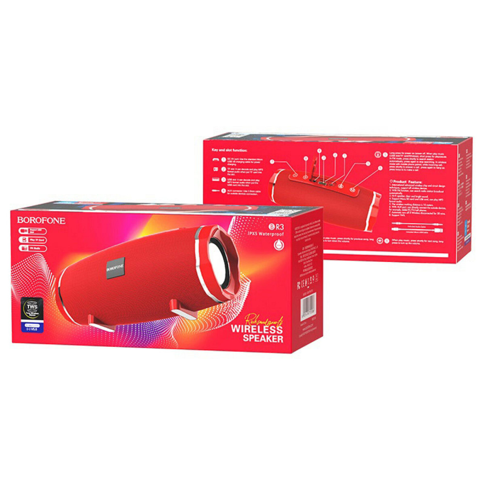Портативна колонка BOROFONE BR3 Rich sound sports wireless speaker Red Київ - фото 3