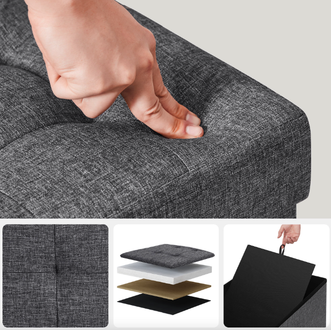 Банкетка-пуф Leobert Kors з місцем зберігання темно-сірий Київ - фото 5