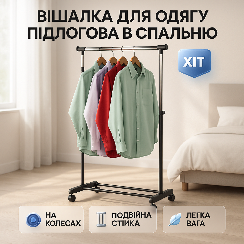 Железная вешалка для одежды напольная, Вешалка для одежды напольная раскладная многоуровневая NY-55 Львов - изображение 3