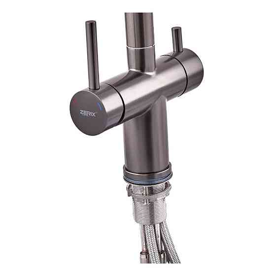 Кухонный смеситель Zerix LUX-024 Graphite с выдвижной лейкой из нержавеющей стали на две воды (ZX5557) Харьков