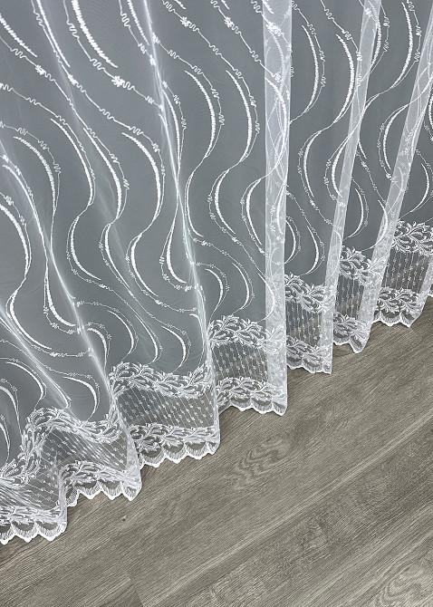 Тюль фатин с вышивкой и люрексом цвет белый 1575т Киев - изображение 6