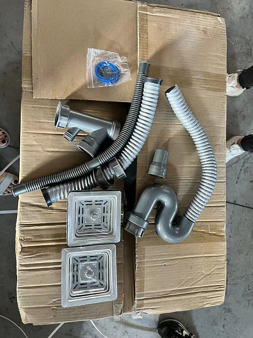 PLATINUM Сифон подвійний для мийок Handmade (квадратний сифон,квадратний перелив) Киев - изображение 2