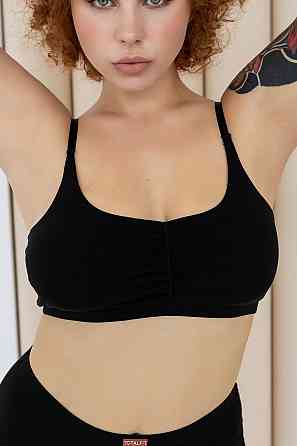 Бюстгальтер без кісточок на резинці знизу (без застібок) TotalFit T51-KHL11 XS, S, M, L, XL, XXL, 3XL, Черный Киев