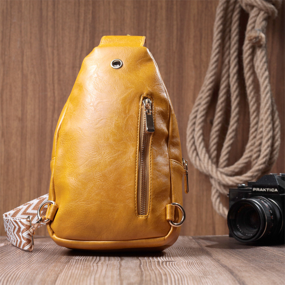 Яркая женская сумка с одной лямкой через плечо из гладкой экокожи Vintage 22769 Желтый Киев - изображение 10