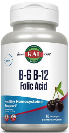 Витамины B-6 B-12 фолиевая кислота KAL B-6 B-12 Folic Acid 60 tabs черная вишня Киев