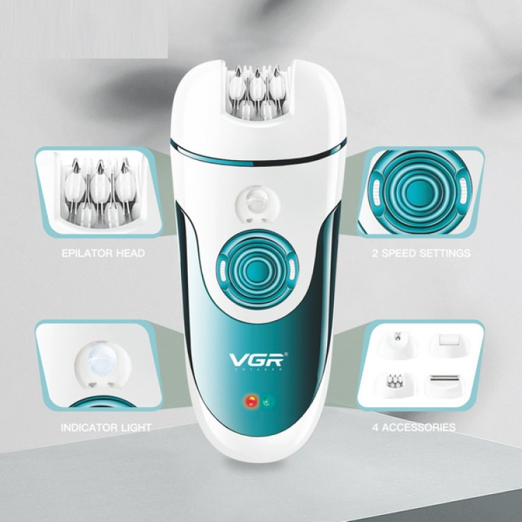 Епілятор жіночий акумуляторний VGR V-700 (4 насадки) Вінниця - фото 6