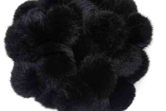 Помпони з натурального хутра кролика на нитці 6-7 см Чорний Харків