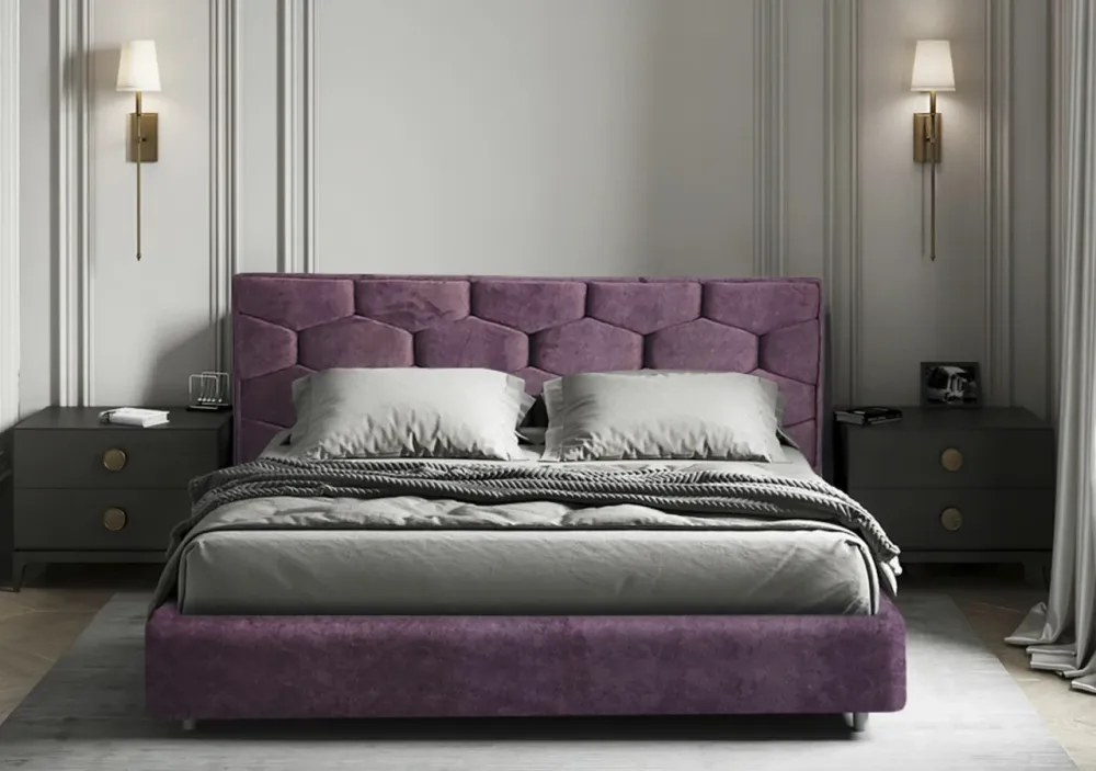 Ліжко BNB Octavius Premium 120 х 200 см Simple З додатковою металевою цільнозварною рамою Фіолетовий Київ - фото 7