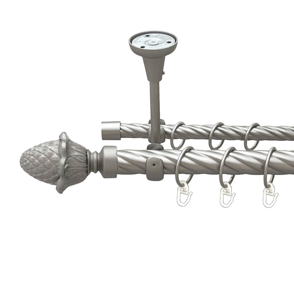 Карниз Orvit Цинара металевий дворядний відкритий до стелі скручена труба кільце металеве Сатин 25\16 мм 240 см (00-00024160) Львів - фото 1