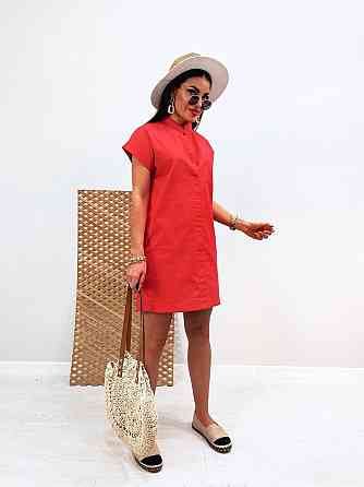 Женское льняное платье летнее Avrora 46-48, Красный Киев