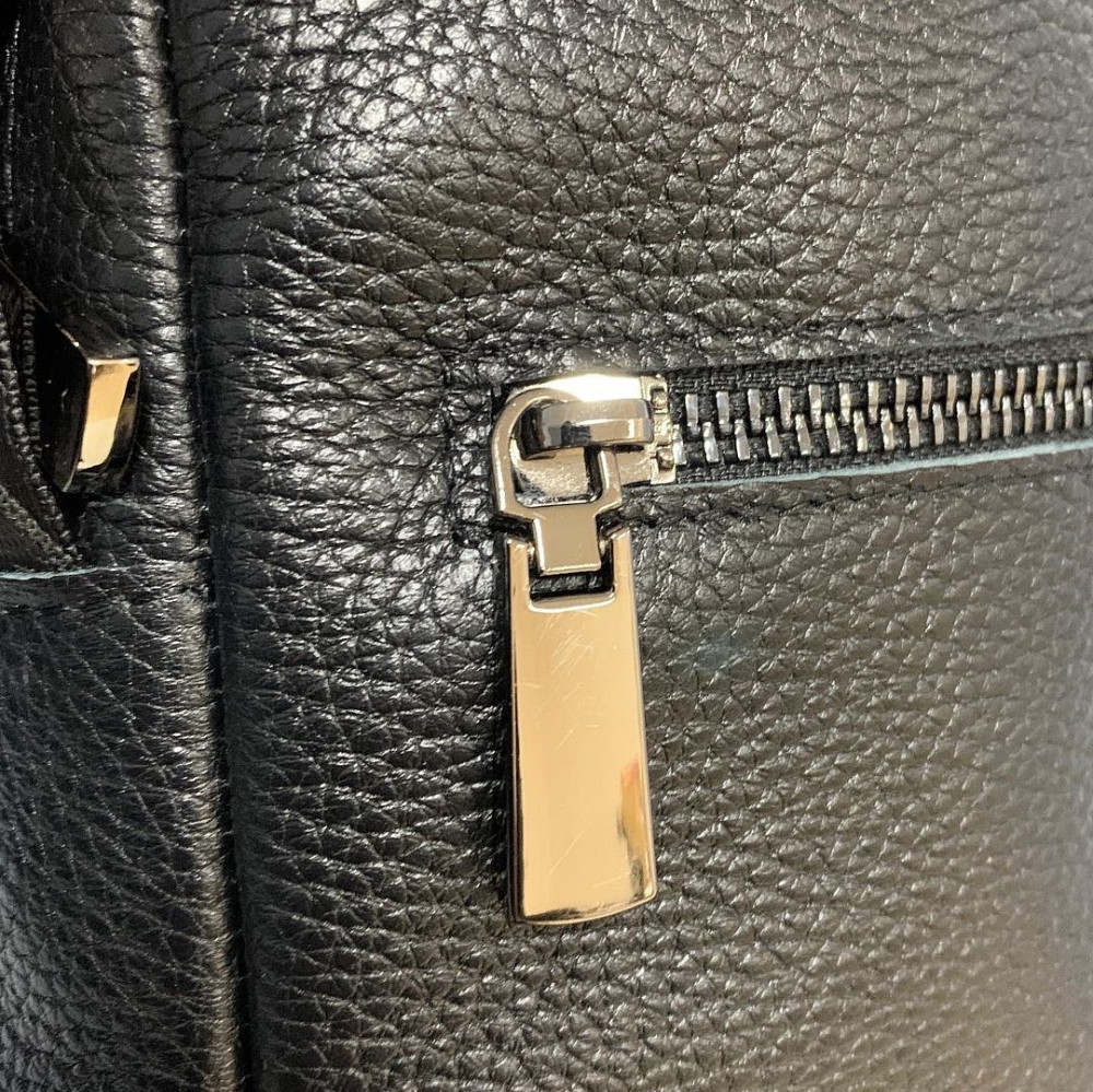 Чоловіча вміщаюча барсетка з натуральної шкіри, чорна через плечеMasterSem Київ - фото 4