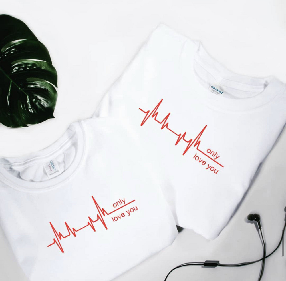 Парні футболки для хлопця та дівчини з кардіограмою та написом only love you Чернівці - фото 1