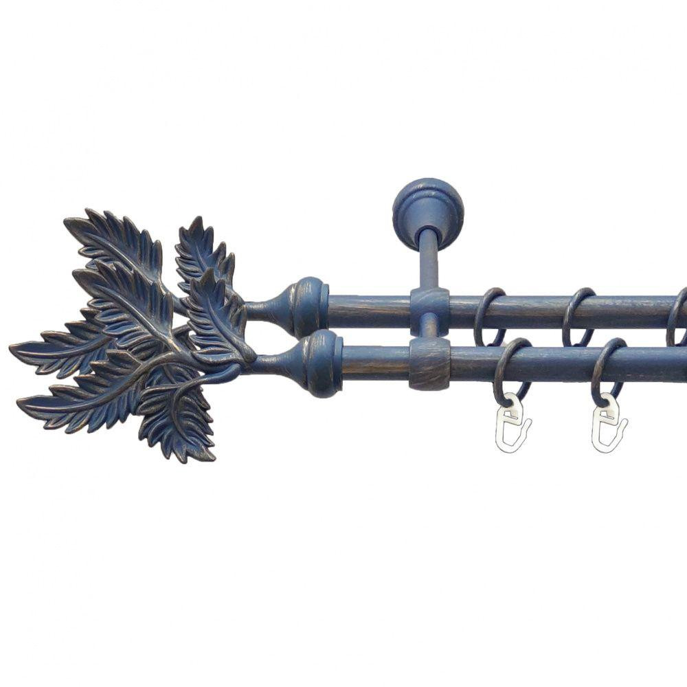 Карниз Orvit Папороть металевий дворядний литий гладка труба кільце металеве Блакить Золота 16\16 мм 160 см (00-00009094) Львів - фото 1