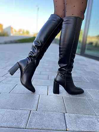 LIRIO Чоботи жіночі LIRIO чорні натуральна шкіра висота 42см обхват 36-37см каблук 9см ( /8067- Коломия