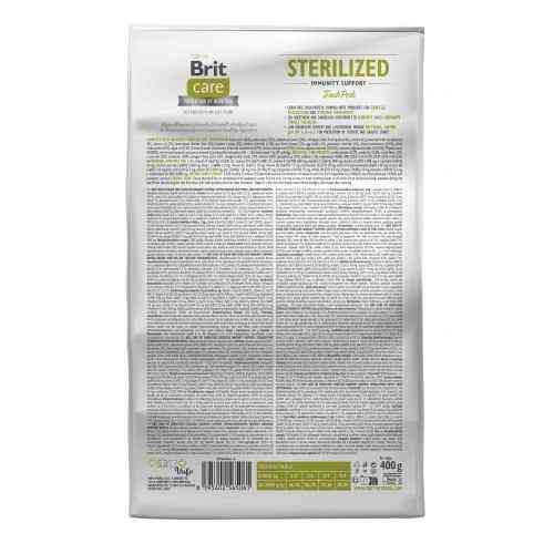 Сухий корм Brit Care Cat by Nutrition Sterilized Immunity Suort для стерилізованих кішок, зі свинячою, 400 г Київ
