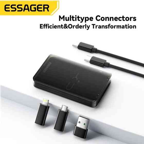 Кабель Essager ECJHZ-JH01-P Type-C to Type-C + набор адаптеров (Черный, 0.28м) Николаев