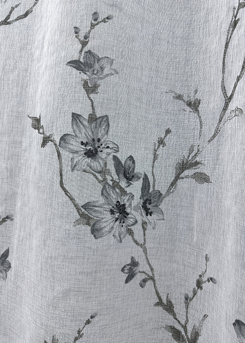 Тюль батист, колекція «Flora» колір білий з сірим принтом 1541т Київ - фото 5