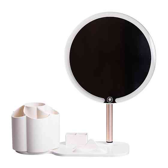 Дзеркало для макіяжу з підсвічуванням кругле настільне Ø21 см з підставкою Біле HP-10-9AW Київ