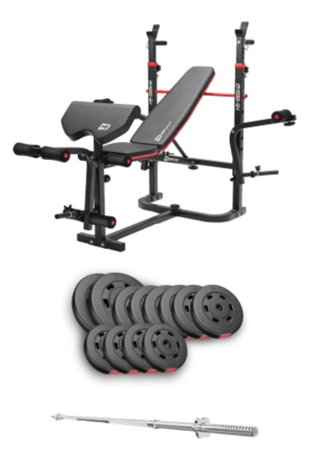 Набір Hop-Sport Premium 69кг з лавою HS-1065HB Pro та штангою Киев - изображение 1