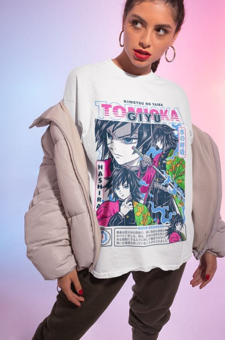 Футболка для хлопчика з аніме принтом Вбивця демонів оверсайз (зріст від 165 до 180) Чорний AnimeJ0950m Дніпро - фото 3