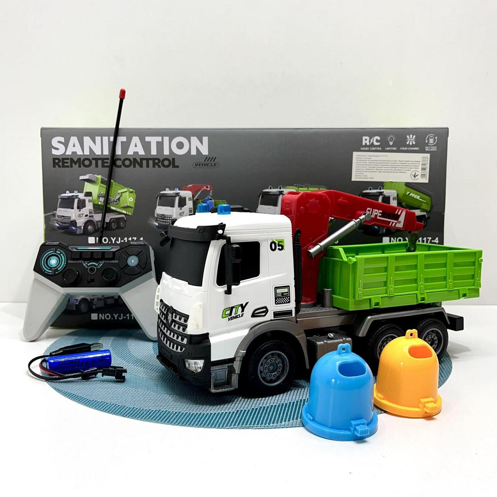 Машина сміттєвоз на радіокеруванні світлові ефекти 29 см Зелена вид 2 (YJ-117-1-2) Чернігів - фото 9