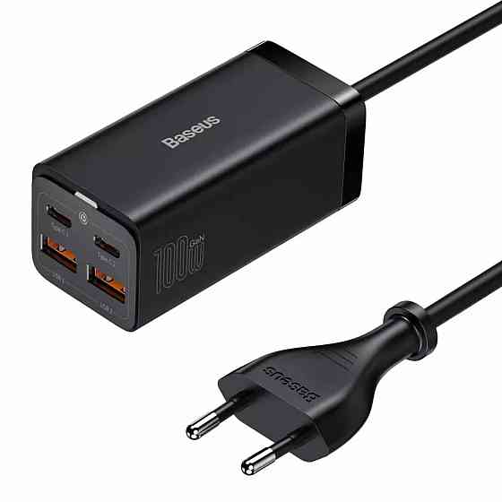 Мережевий зарядний пристрій Baseus GaN3 Pro Desktop Powerstrip AC+2U+2C 100W EU Black (With Mini White Cable Type-C to Type-C 100W(20V/5A) 1m Black） Киев
