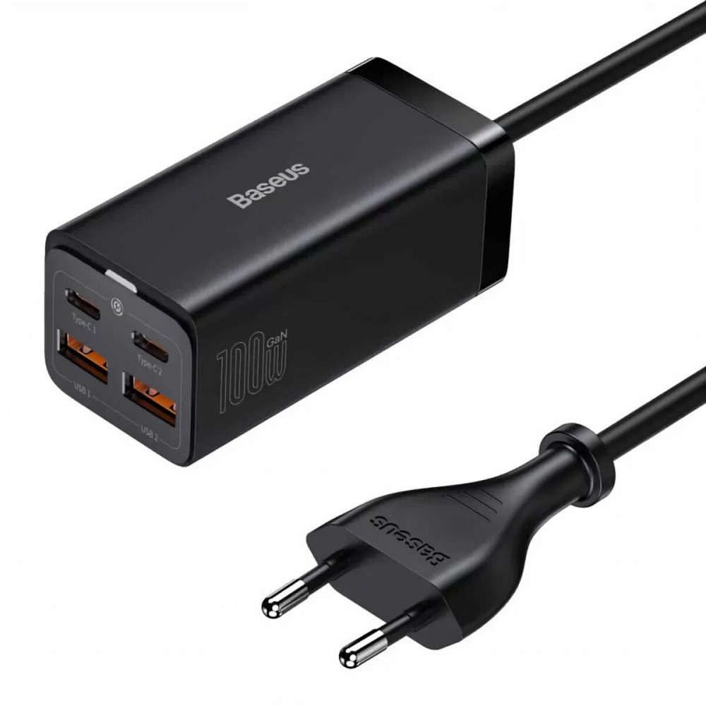 Мережевий зарядний пристрій Baseus GaN3 Pro Desktop Powerstrip AC+2U+2C 100W EU Black (With Mini White Cable Type-C to Type-C 100W(20V/5A) 1m Black） Киев - изображение 1