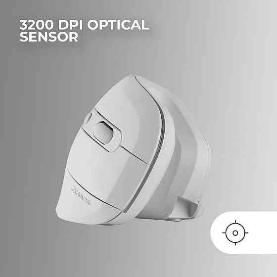 Mars Gaming MMW-ERGOPRO белая эргономичная вертикальная беспроводная мышь 2.4ГГц оптическая 3200 DPI Huano Киев