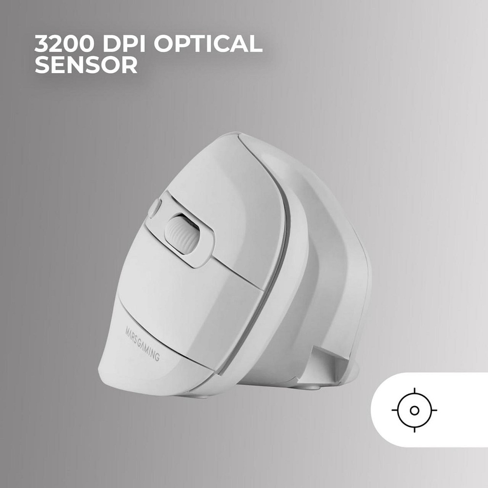 Mars Gaming MMW-ERGOPRO белая эргономичная вертикальная беспроводная мышь 2.4ГГц оптическая 3200 DPI Huano Киев - изображение 4