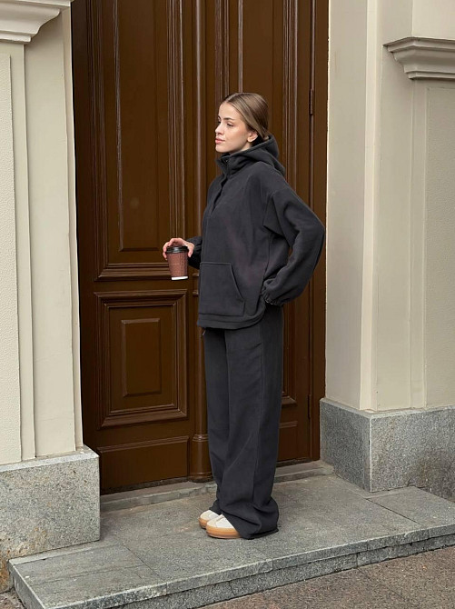 Женский теплый базовый костюм двойка из двухстороннего флиса. Графит, 42/44 Одесса - изображение 7