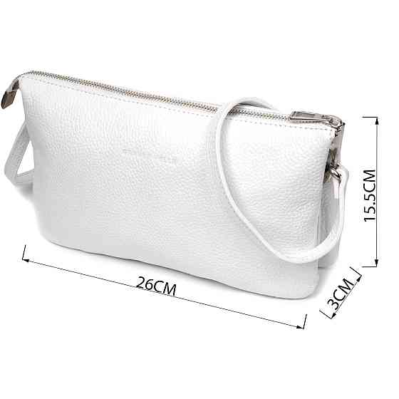 Стильний жіночий клатч із натуральної шкіри GRANDE PELLE 11635 Білий Київ