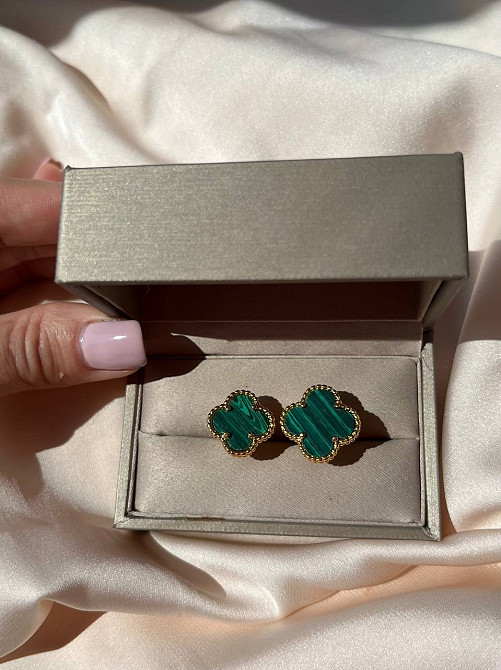 Van Cleef кільце позолота 18 К/спідниця зелене конюшина подвійне Одеса - фото 4