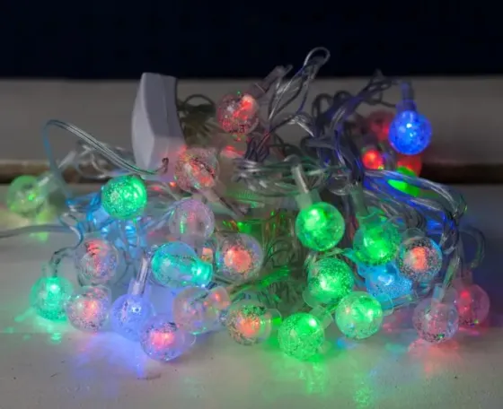 Гирлянда прозрачный шарик 40LED 5м (флеш) 18мм, Новогодняя бахрама, Светодиодная гирлянда, Уличная гирлянда Коломия
