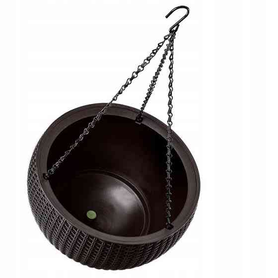 Горщик для рослин Keter Rattan hanging sphere з ланцюжками підвісний, темно-коричневий, 8,6 л Київ