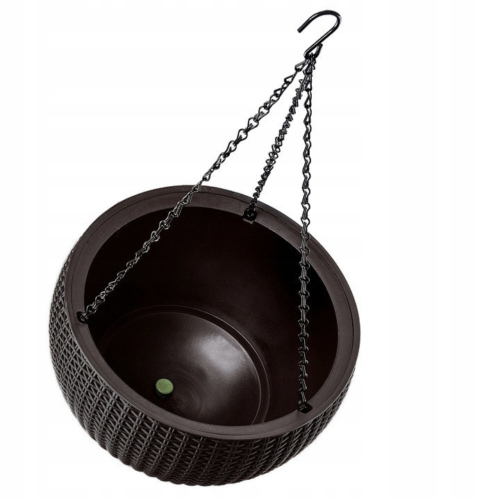 Горщик для рослин Keter Rattan hanging sphere з ланцюжками підвісний, темно-коричневий, 8,6 л Київ - фото 2