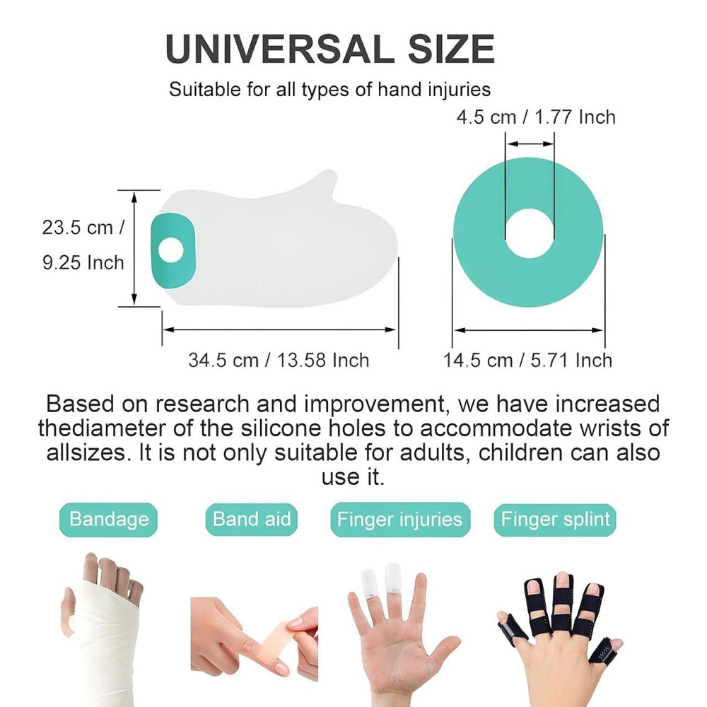 Перчатка для душа Tianher SG01 прозрачная силикон-ПВХ водонепроницаемая защита пальцев и гипса многоразовая Киев - изображение 4