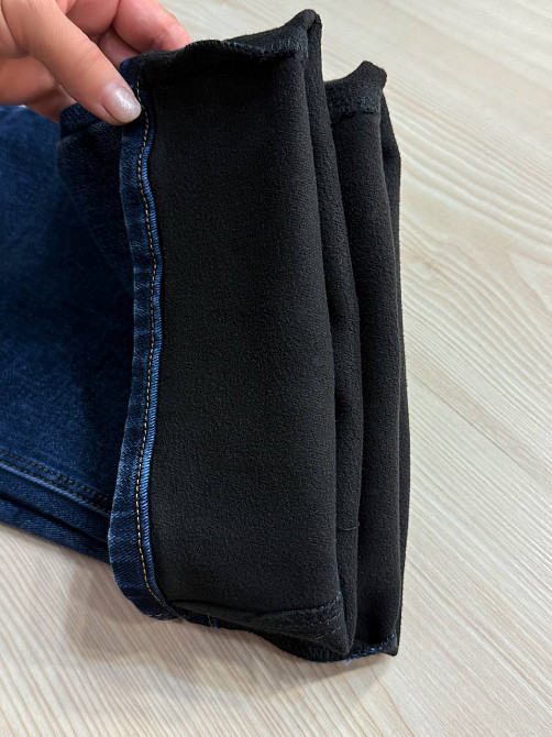 Джинси жіночі Derun 8226 утеплені палаццо на флісі з ременем сині, синій, 31, 31, 84 см, 110 см Київ - фото 2