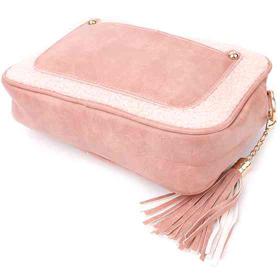Жіноча сумка з плюшевою вставкою на лицьовій стороні з екошкіри Vintage sale_15133 Рожевий Київ