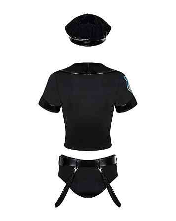 Еротичний костюм поліцейського Obsessive Police set S/M, black, топ, шорти, кепка, пояс, портупея Sex Aura Київ