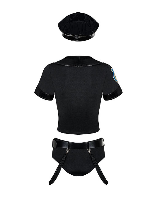 Еротичний костюм поліцейського Obsessive Police set S/M, black, топ, шорти, кепка, пояс, портупея Sex Aura Київ - фото 4
