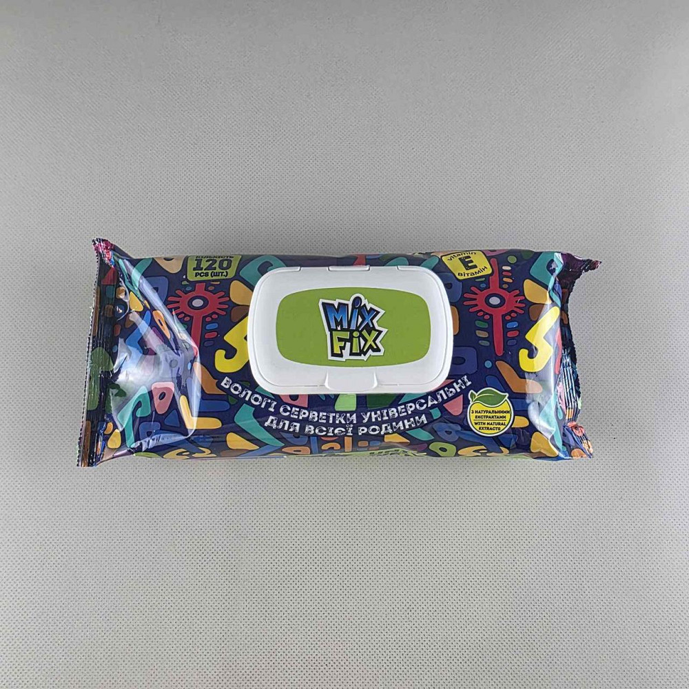 Влажная салфетка 120 шт с клапаном универсальные «MIX FIX» для всей семьи С натуральными экстрактами и витамином Е (1 пачка) Харьков - изображение 3