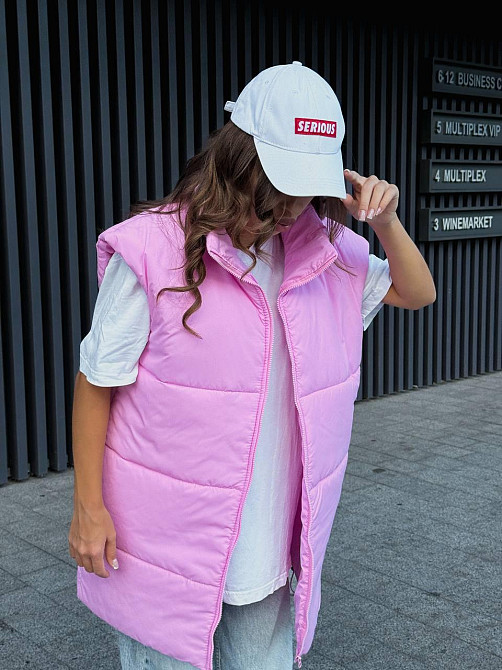 Жіноча стильна оверсайз-дута жилетка плащівка Еммі Рожевий Одеса - фото 9