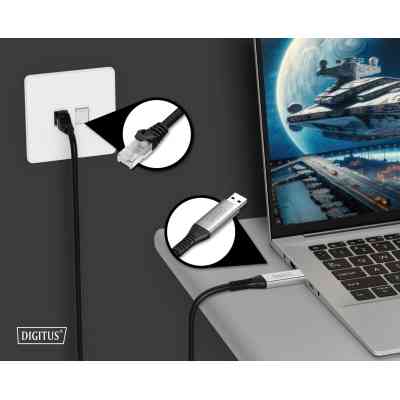 Дата кабель USB AM to RJ45 Ethernet 2.0m CAT6A S/FTP 1Gbps LSZH Digitus (AK-300600-020-S) Винница