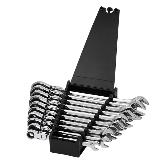 Набор комбинированных ключей с трещоткой и карданом WINSO PRO Cr-V, 10 шт (8–19 мм), в держателе Киев