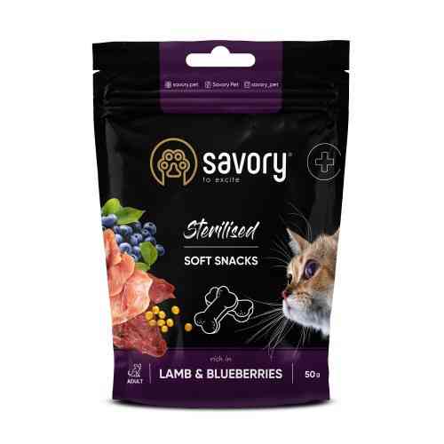 М'які ласощі Savory для здоров'я стерилізованих котів, ягня із чорницями, 50 г Київ