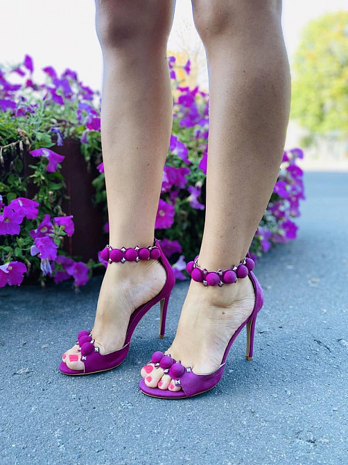 Seastar Босоніжки жіночі малинові SEASTAR літні еко-замша на підборах / Модні босоніжки р. 35-3 Коломыя - изображение 5