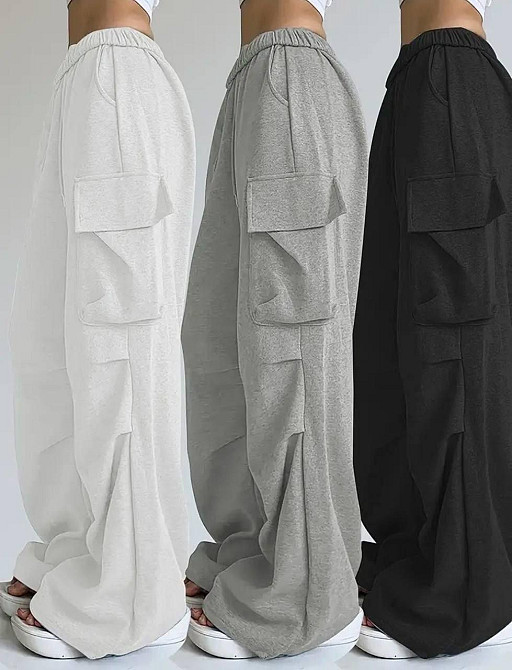 Жіночі повсякденні оверсайз штани-карго двонитка Білий Одеса - фото 2