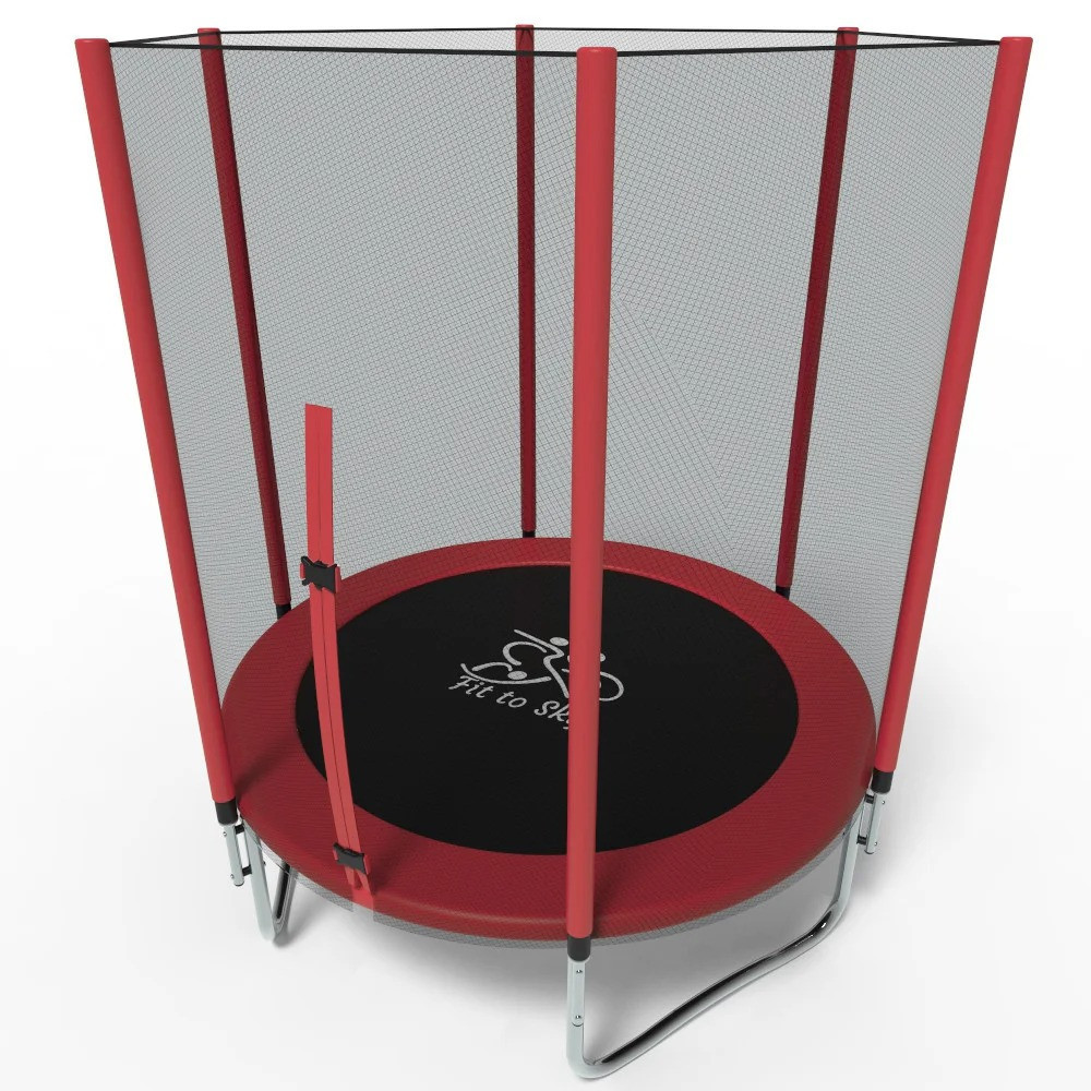 Батут FitToSky 140 см с защитной сеткой уличный домашний для детей Красный Киев - изображение 3
